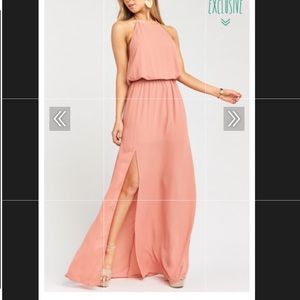 Maxi halter bridesmaid dress